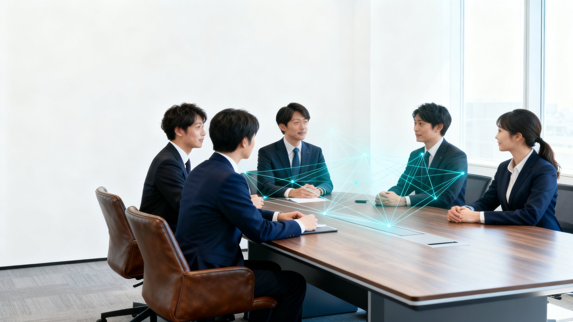 AI活用に関する戦略会議を行うビジネスパーソン